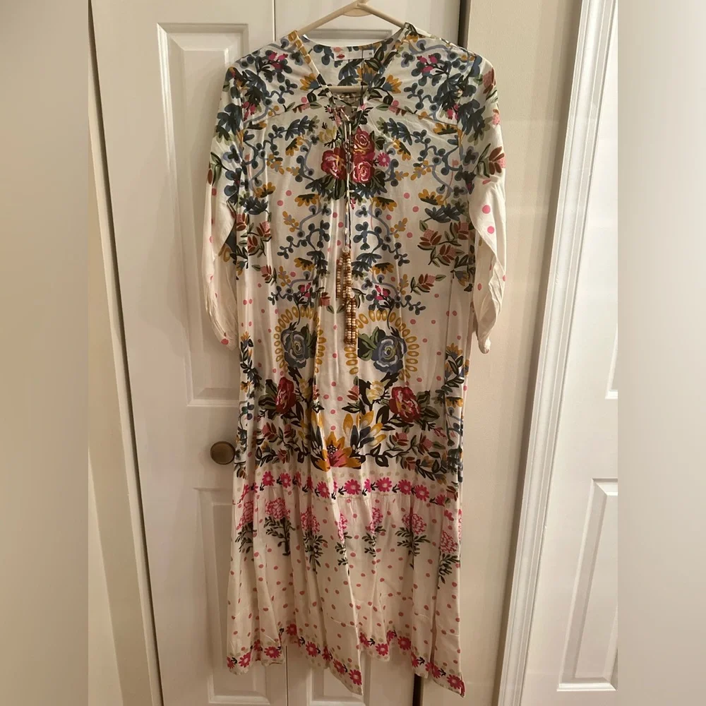 NWOT Khaadi Floral Tiered Cotton-Blend Maxi Dress. Size XS can fit up to a S.
